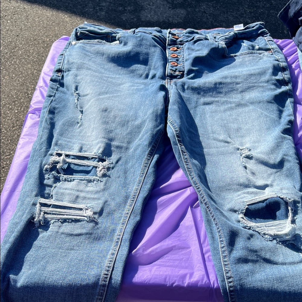 Maurices Light Blue Distressed Boyfriend Jeans